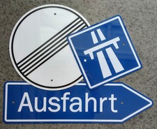 GERMAN AUTOBAHN SIGNS / Three Piece Aluminum Set - ONE PRICE - picture