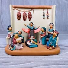 Folk Art Pottery Nativity Scene April Romo de vivar Baby Jesus Manger Christmas picture