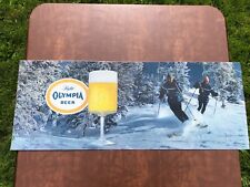 Vintage Olympia Light Beer Winter Skiers Scene Insert Large Lighted Motion Sign picture