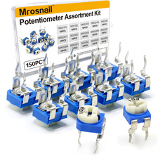 150PCS Potentiometer Assortment Kit, 15 Values 100Ω-500KΩ, 6Mm Shaft picture
