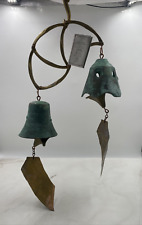 Vintage John Cross Harmony Hollow Cast Bronze Bell Windchime Patina Outdoor New picture