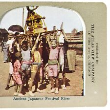 Japanese Children Raising Shrine Stereoview c1905 Gion Matsuri Kyoto Japan H1104 picture