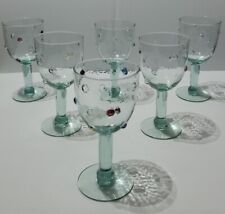 6 pcs Unique Retro Crackle Wine Glasses Vtg Goblets with Colorful Pop Up Dots 7