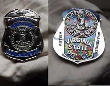 Virginia State Police Patch Shaped Challenge Coin Autism Awarness limted of 30 picture