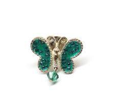 AVON Dark Aqua Green Birthstone Butterfly Pin Lapel Enamel Collectible picture