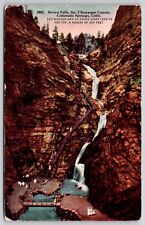 Seven Falls Couth Cheyenne Canon Colorado Springs CO Birds Eye View WOB Postcard picture