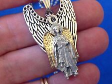 CUSTOM ARCHANGEL St URIEL Saint Medal NECKLACE Pendant Gold Plate Angel Wings  picture