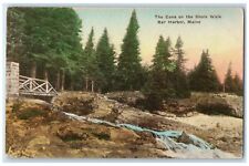 c1940 Scenic View Cave Shore Walk Bar Harbor Maine Vintage Hand-Colored Postcard picture
