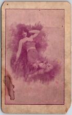 Sexy Lady Lying On the Grass Antique Photo Postcard picture