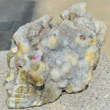 1.71LB Natural crystal cluster quartz mineral specimen, hand carved skull.  picture