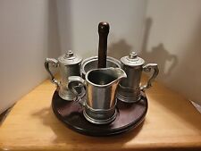 Vintage Wilton Pewter Salt Pepper Cream Sugar Set , French Country, USA, 1970’s picture