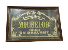 🔥Vintage Anheuser Busch Michelob Beer on Draught Framed Mirror  18