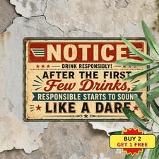 Notice Excessive Alcohol Consumption Sarcastic Pub Bar Metal Tin Sign Plaque picture