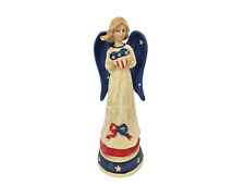 God Bless America Red White Blue Woman Angel Figurine 8.5
