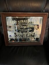 1973 Levi Strauss Denim Jeans Acid Etched Antiqued Mirror Sign 100 Anniversary picture