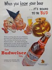 1953 vintage Budweiser Halloween print ad. when you know your beer its bud picture