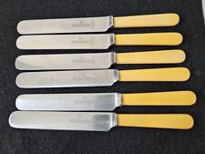 LOT OF 6 VTG SHEFFIELD ENGLAND  FIRTH STAINLESS BAKELITE HANDLE PLACE KNIVES picture