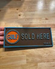 Gulf Oil Plaque Cast Iron Sign Gas Coal Collector Petroleum Metal Patina GIFT picture