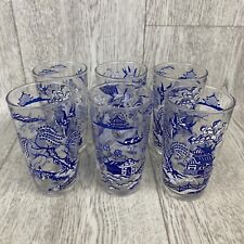 6 = Vintage Johnson Brothers Blue Willow Glasses 10oz Tumbler picture