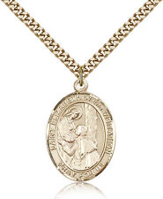 Saint Elizabeth Of The Visitation Medal For Men - Gold Filled Necklace On 24... picture