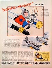 1944 Oldsmobile General Motors WWII Print Ad Super Mouse Official Navy Insignia picture