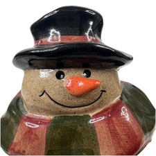 Snowman Ceramic Candle Holder Votive Looks like Dirty Snow picture