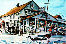 South Norwalk Connecticut Lyons Pier Restaurant Vintage Postcard  picture