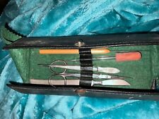 Antique Scientific Biology School Dissection Tool Kit Leather Medical Science picture