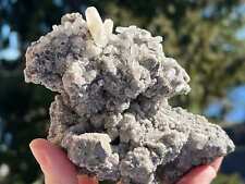 Missouri White Calcite on Galena from Viburnum Trend Mining District picture