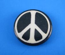 Vintage Peace Sign Pin Back Button Badge BLACK & WHITE  1970s Original Anti War picture