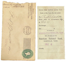 1893 NASHVILLE TENNESSEE American National Bank Paper Postmarked Envelope & Slip picture