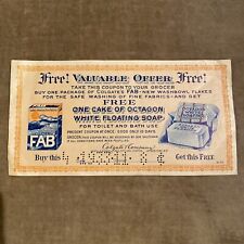 Colgate's Fab 1933 VINTAGE COUPON Octagon Soap New York NY Advertising picture