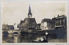 1930 Real Photo BELGIUM Port Antwerp Architecture Gondola Scheldt River Postcard picture