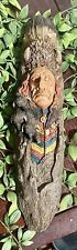 VTG Native American & Buffalo Heavy Resin Wall Hanging 15 1/2” Long picture