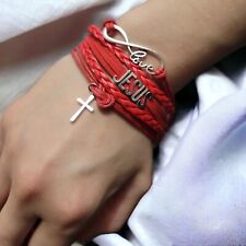 Red Multilayer Jesus Bracelet Religious Cross Bracelet picture