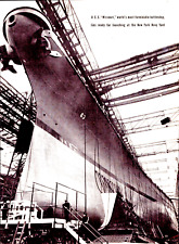 1944 U S S Missouri Battleship Vintage Print WW11 New York Navy Yard Launching picture