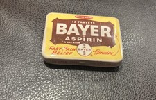 Vintage Bayer Asprin Metal Tin Pocket Sized  Genuine Metal Pills Storage picture