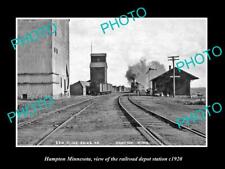 OLD 8x6 HISTORIC PHOTO OF HAMPTON MINNESOTA THE RAILROAD DEPOT STATION c1920 picture