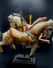 PAIR OF CAROUSEL HORSES HAND CARVED OUT OF WOOD, INTRICATELY HAND PAINTED picture