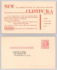 Vintage Clistin R-A Maleate Antihistamine Advertising Postal Card Providence RI picture