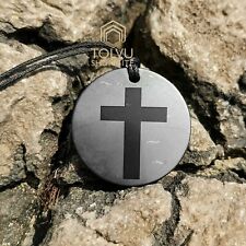 Shungite stone pendant Cross authentic shungite emf protection, Tolvu picture