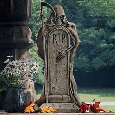 RIP Grim Reaper With Scyth Cemetery Tombstone Goulish Halloween Garden Decor picture