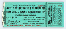 1920s Ticket Pacific Sightseeing Company San Francisco Redwood Forest  K13 picture