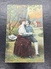 Early Vintage Postcard Romance Love Calvary Officer  With Girlfriend Posted 1907 picture