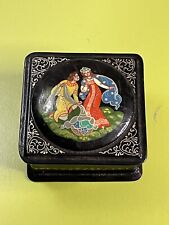 VTG HTF RARE Palekh Hand Painted USSR Russian Miniature Lacquered Trinket Box picture