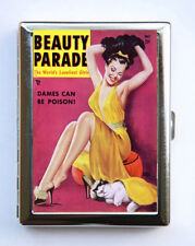 Cigarette Case Beauty Parade Cat Vintage Magazine Pin up Wallet Card Holder picture