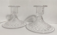 Pair of Vintage Clear Glass Taper Candle Holder Set picture