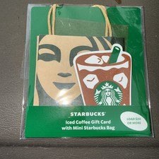 2026 Starbucks Cards ICED COFFEE die cut cup with bag card #6350 picture