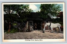 Sparta, MI-Michigan, Scenic Greeting, Horse, Vintage Postcard picture