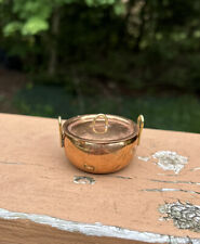 Vintage Miniature Copper And Brass Pot With Lid Dollhouse Pot Made In India picture
